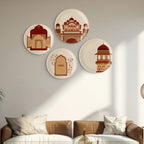 Opulence and Hospitality in Palaces collage porcelain plate Set of 4 - Harshita Craft