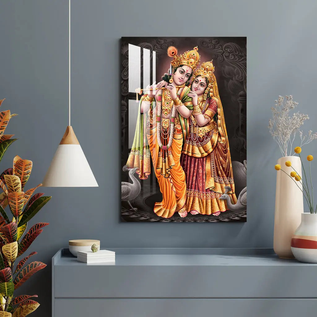 Krishna & Radha Beautiful Acrylic Wall Art Decor Mantra