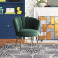 Green Color Crafted Shell Design Lounge Chair DECORMANTRA