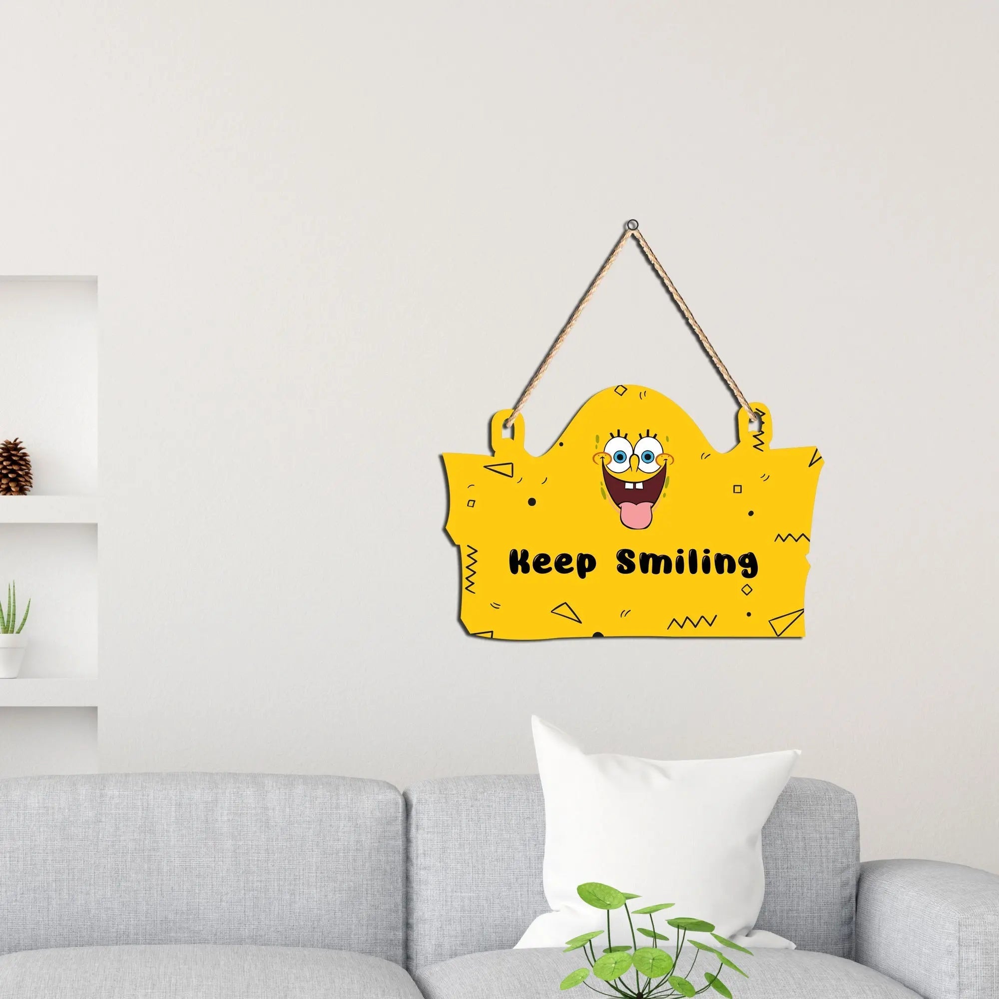 Keep Smiling Quote Wooden Wall Hanger for Home|Office|Living Room|Gift, Wall Decoration - Harshita Craft