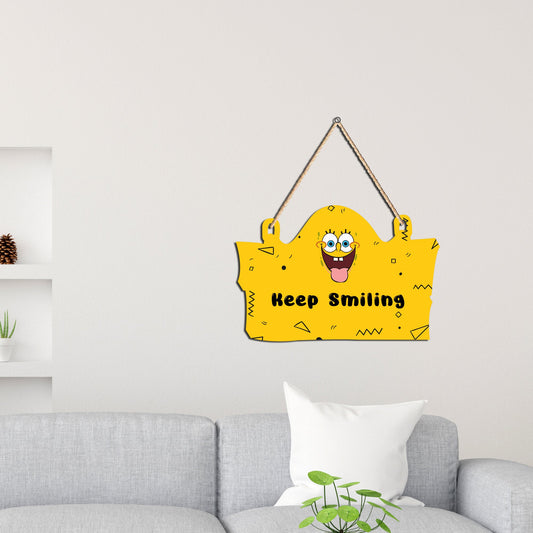 Keep Smiling Quote Wooden Wall Hanger for Home|Office|Living Room|Gift, Wall Decoration