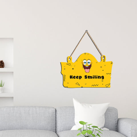 Keep Smiling Quote Wooden Wall Hanger for Home|Office|Living Room|Gift, Wall Decoration