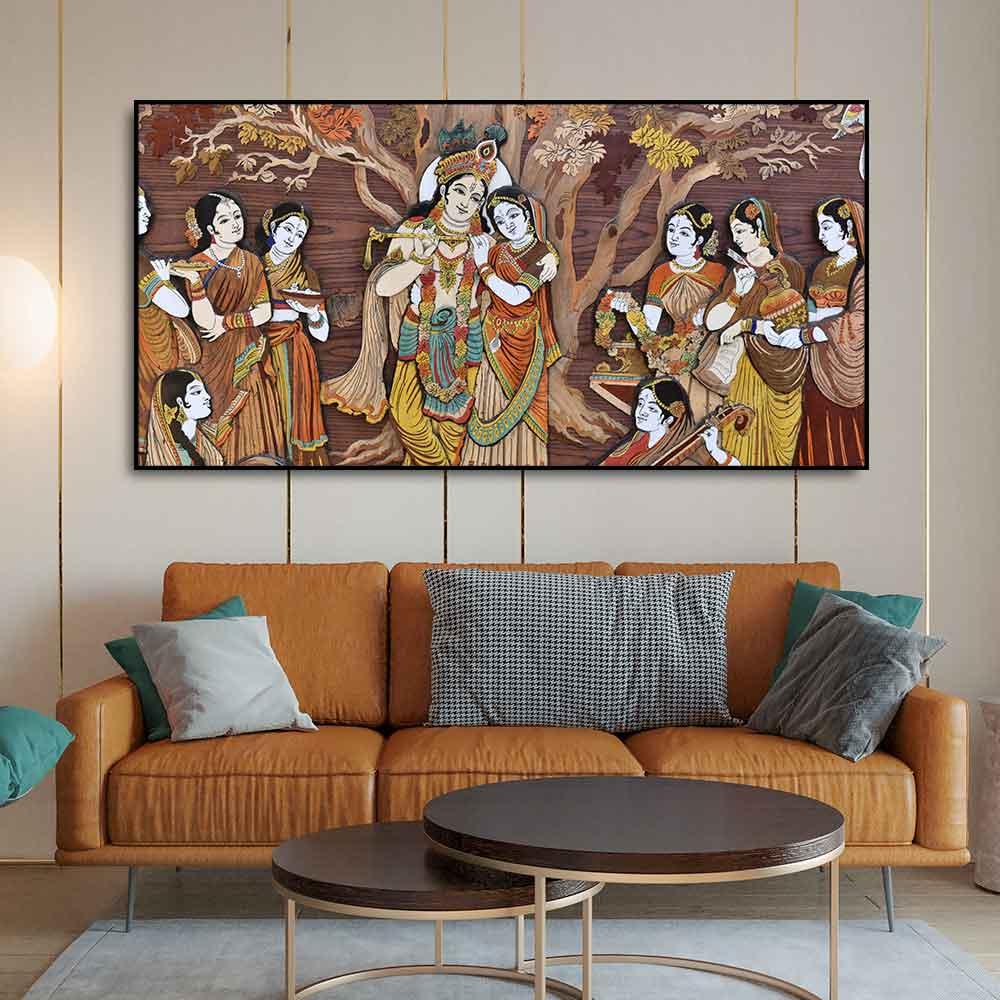 Radha Krishna Rasleela Canvas Wall Painting - Decor Mantra 