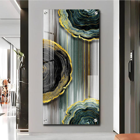 Modern Golden Annual Ring Vertical Wall Art in Premium Acrylic - Decor Mantra 