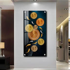 Premium Acrylic Vertical Wall Art: Carp and Lotus Pond - Decor Mantra 