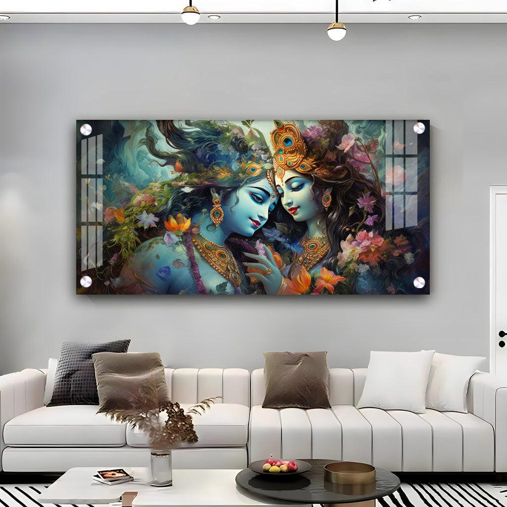 Radha Krishna Mystical Love Horizontal Acrylic Premium Wall Art - Decor Mantra 