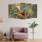 Beautiful Shree Ganesh Premium Wall Painting Set of Five Pieces - Decor Mantra 