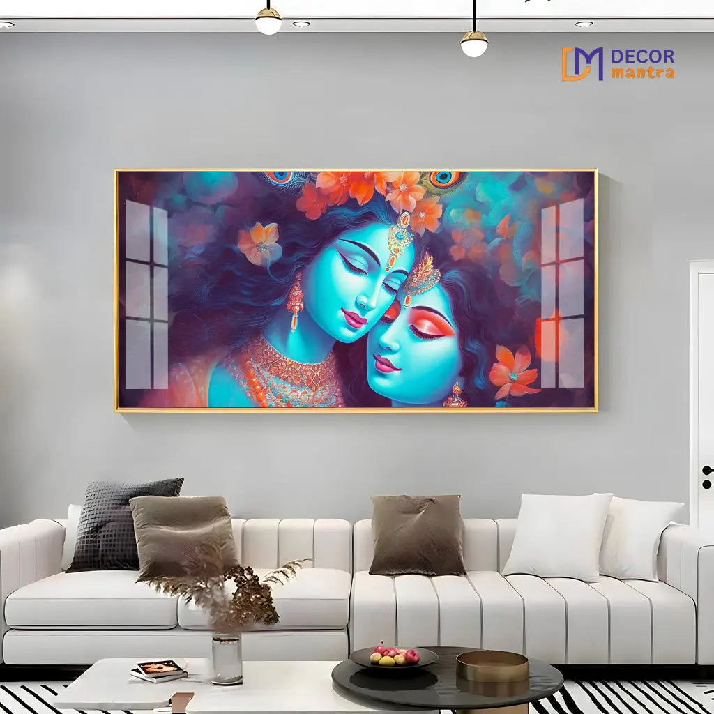 Divine Aura Radha Krishna Acrylic Premium Painting Decor Mantra
