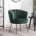 Green Color Crafted Shell Design Lounge Chair DECORMANTRA