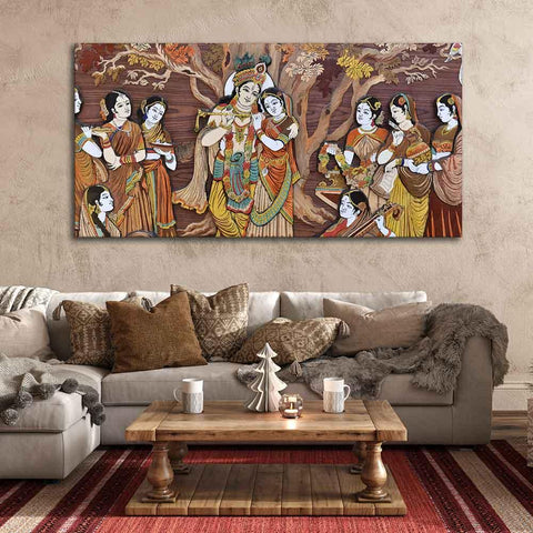 Radha Krishna Rasleela Canvas Wall Painting - Decor Mantra 