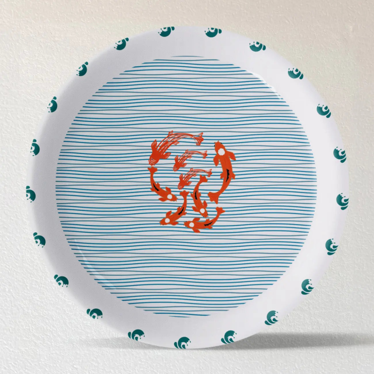 Sea-Inspired geometry fish Abstract Art Collection Porcelain Wall Plate - Harshita Craft