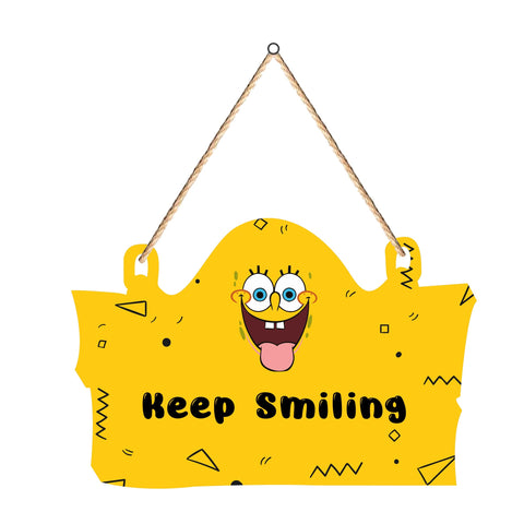 Keep Smiling Quote Wooden Wall Hanger for Home|Office|Living Room|Gift, Wall Decoration