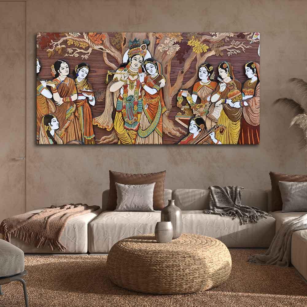 Radha Krishna Rasleela Canvas Wall Painting - Decor Mantra 