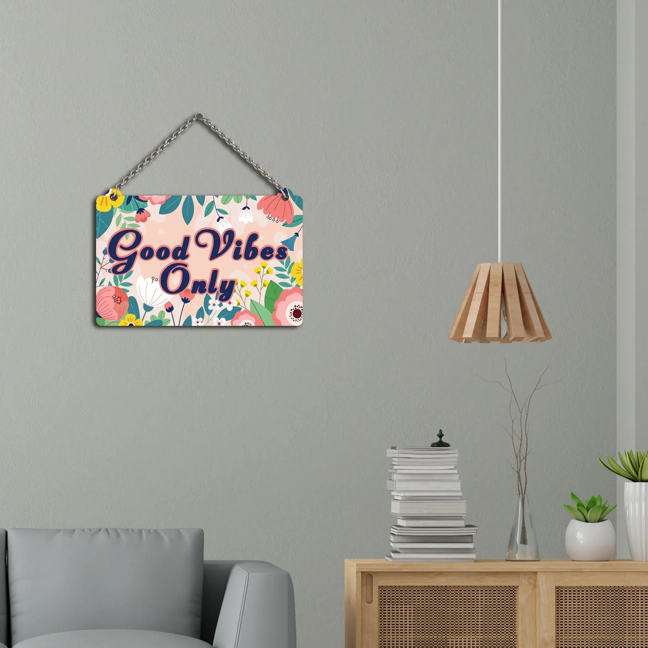 Good Vibes Only Designer Wooden Wall Hanging for Home Decor | Office | Gifts | Bedroom | Decoration Items for Living Room | Artworks Wall Hangings - Harshita Craft