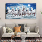 Seven Running Horses Wall Painting in Water - Harshita Craft