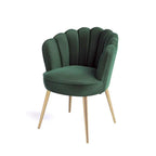 Green Color Crafted Shell Design Lounge Chair DECORMANTRA
