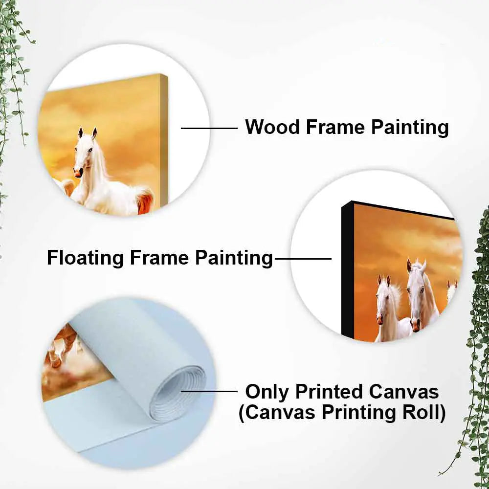 Beautiful Seven Running Horses Canvas Big Wall Painting Decor Mantra
