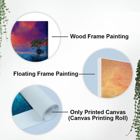 Beautiful Boat in The Ocean at Sunset Premium Canvas Wall Painting