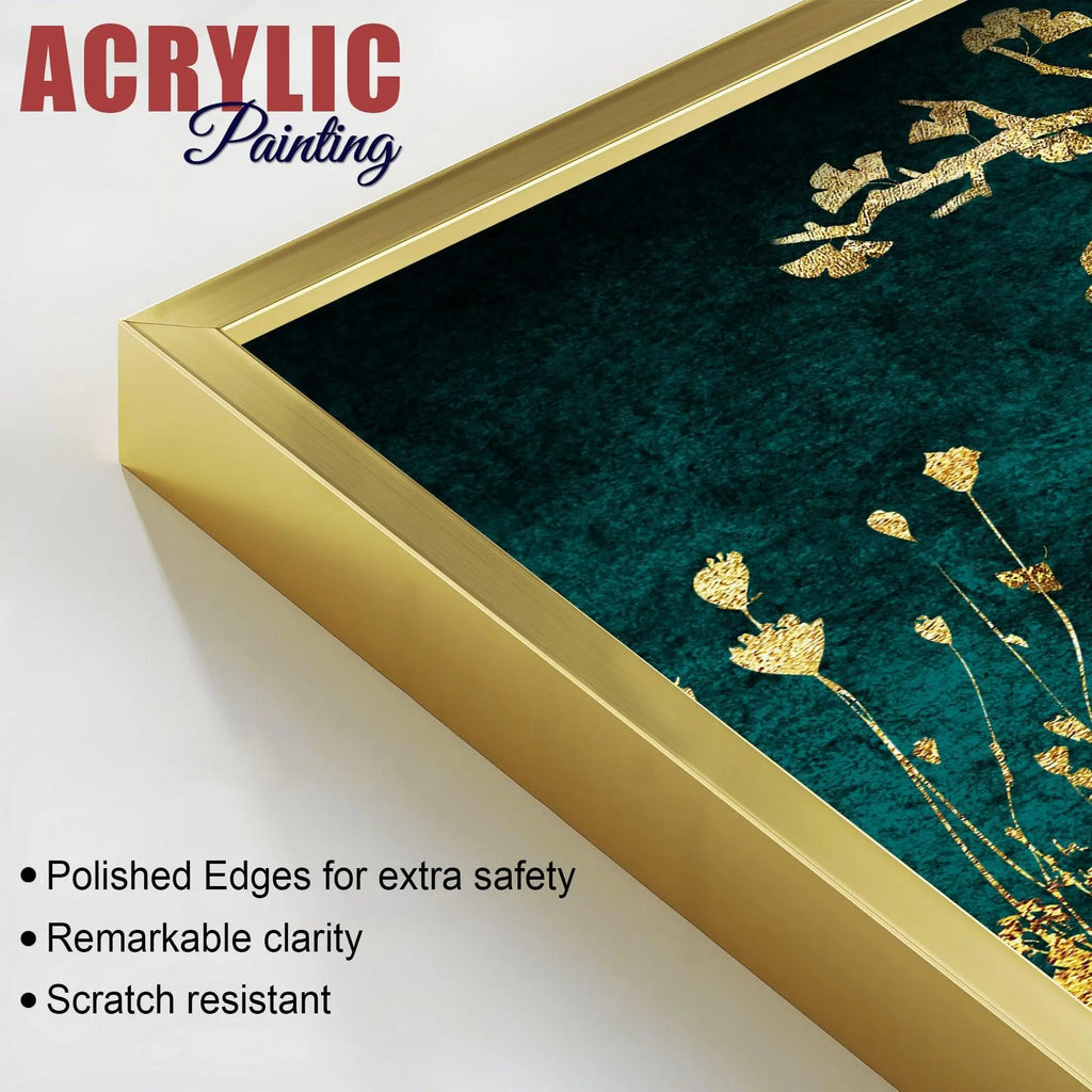 Golden Fishes Acrylic Floating Wall Painting Set of 2 - Decor Mantra 