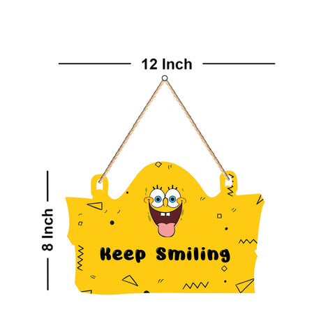 Keep Smiling Quote Wooden Wall Hanger for Home|Office|Living Room|Gift, Wall Decoration