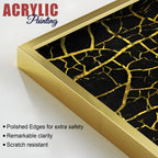 Luxury Black and Gold Marble Texture Acrylic Floating Wall Painting Set Of 2 - Decor Mantra 