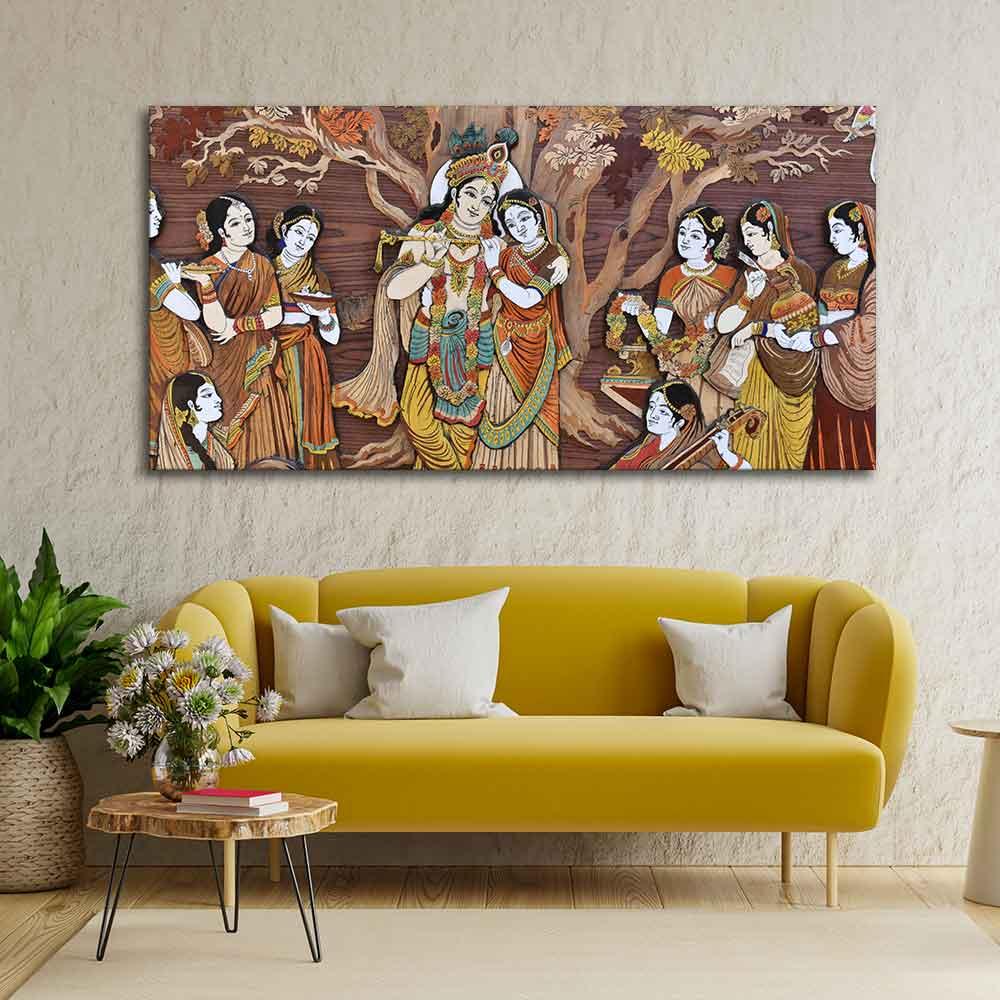 Radha Krishna Rasleela Canvas Wall Painting - Decor Mantra 