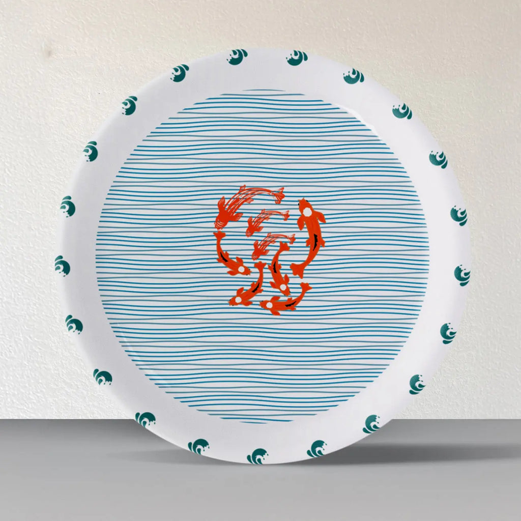 Sea-Inspired geometry fish Abstract Art Collection Porcelain Wall Plate - Harshita Craft