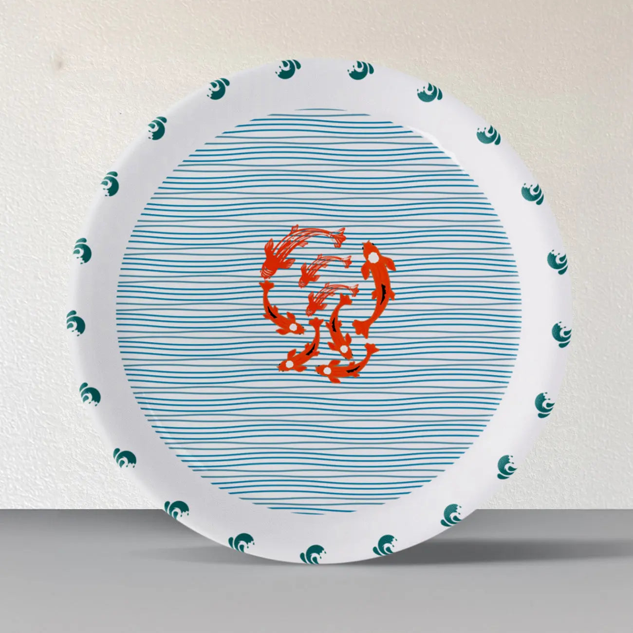 Sea-Inspired geometry fish Abstract Art Collection Porcelain Wall Plate - Harshita Craft