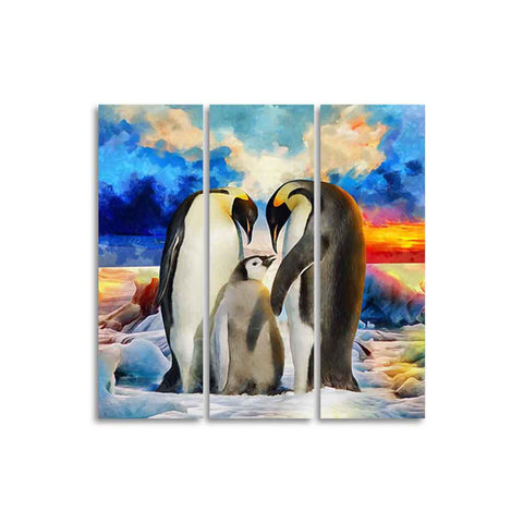 Animal Wall Painting of Penguins Set of 3 Pieces - Decor Mantra 