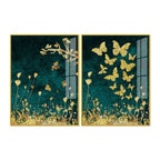 Golden Fishes Acrylic Floating Wall Painting Set of 2 - Decor Mantra 
