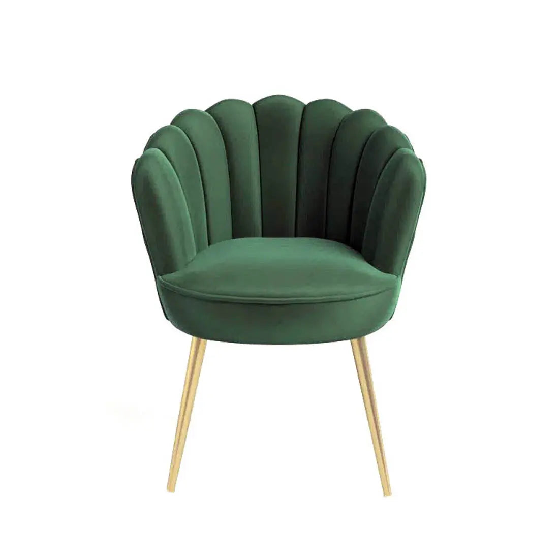 Green Color Crafted Shell Design Lounge Chair DECORMANTRA