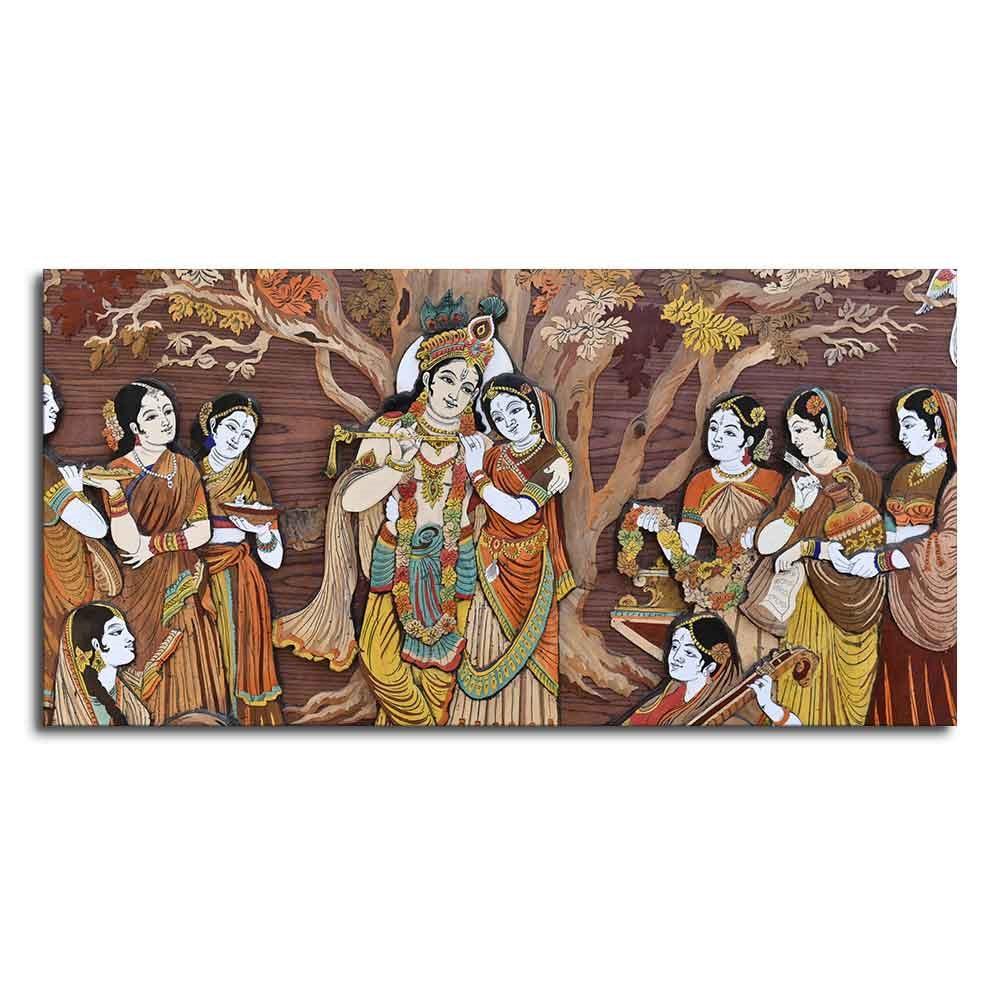 Radha Krishna Rasleela Canvas Wall Painting - Decor Mantra 