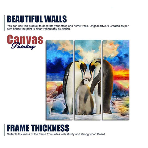 Animal Wall Painting of Penguins Set of 3 Pieces - Decor Mantra 