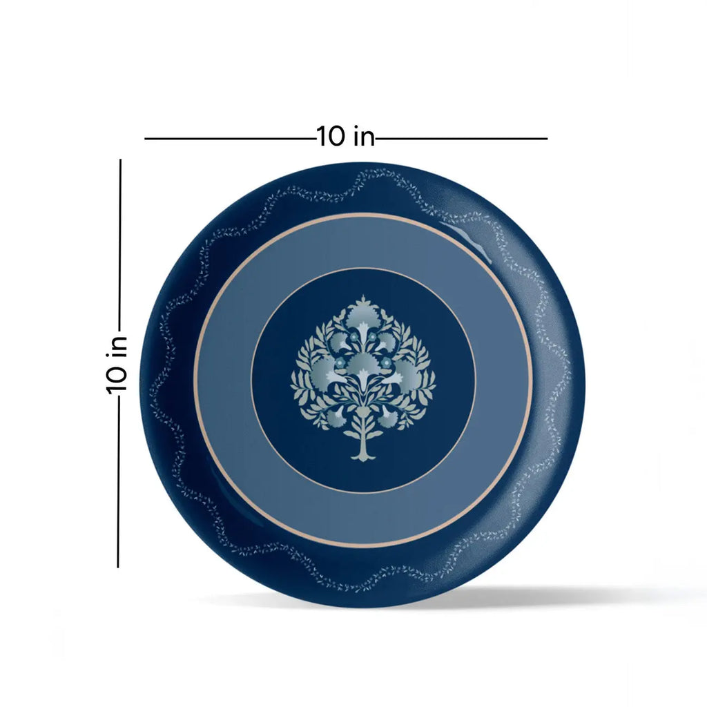 Elegant Blue and White Plate Blue Pottery Inspired floral tree plate - Harshita Craft
