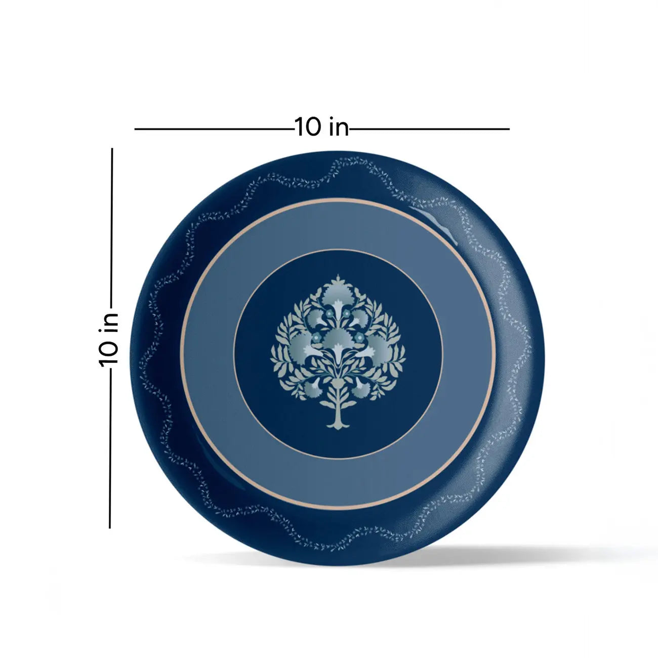Elegant Blue and White Plate Blue Pottery Inspired floral tree plate - Harshita Craft