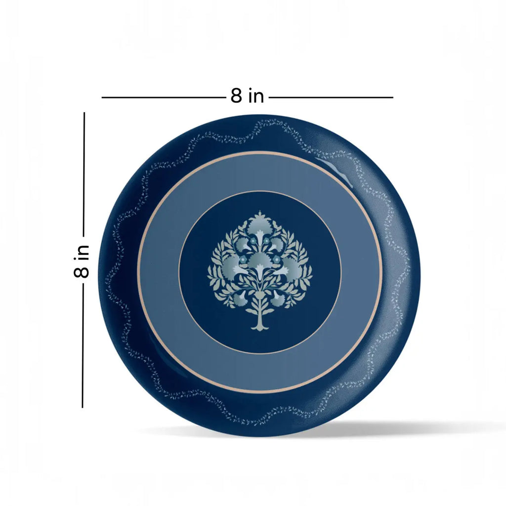 Elegant Blue and White Plate Blue Pottery Inspired floral tree plate - Harshita Craft