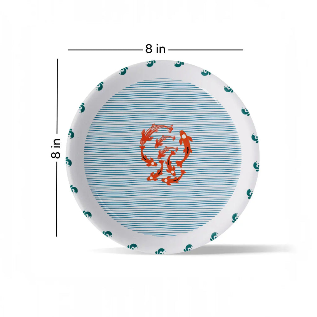 Sea-Inspired geometry fish Abstract Art Collection Porcelain Wall Plate - Harshita Craft