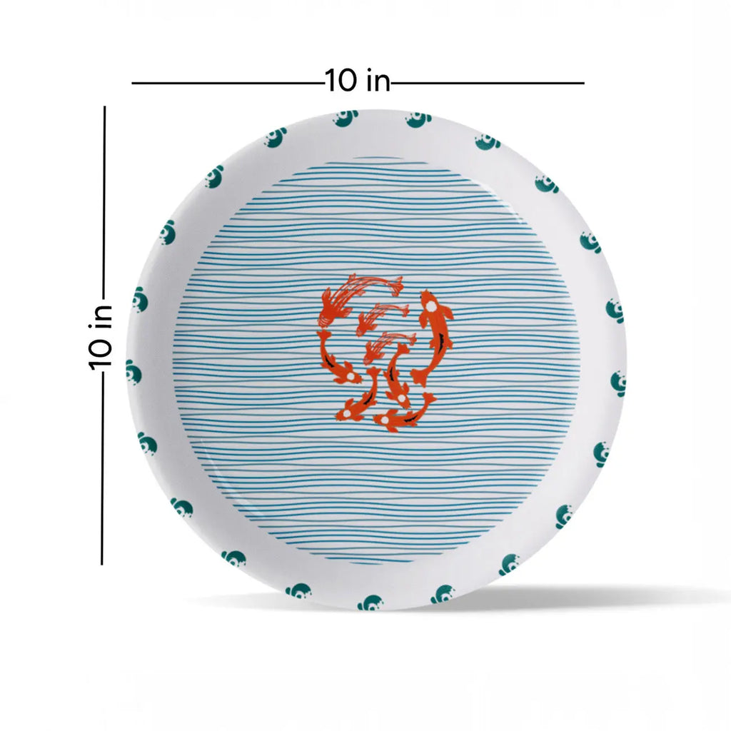 Sea-Inspired geometry fish Abstract Art Collection Porcelain Wall Plate - Harshita Craft