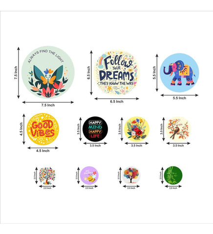 Decorative Wooden Wall Hanging Decoration Item for Home | Office | Gifts |Modern Wall Artworks Items | Wall Art | Living Room | Bedroom |Quotes Decor Item (WPS_139N) Pack of 11 Pieces - Decor Mantra 