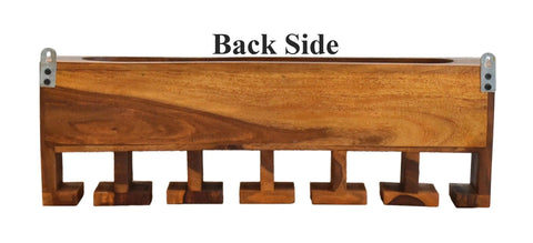 Yellow Natural Decorative Teak Wood Wall Mounted Mini Bar Shelf - Decor Mantra 