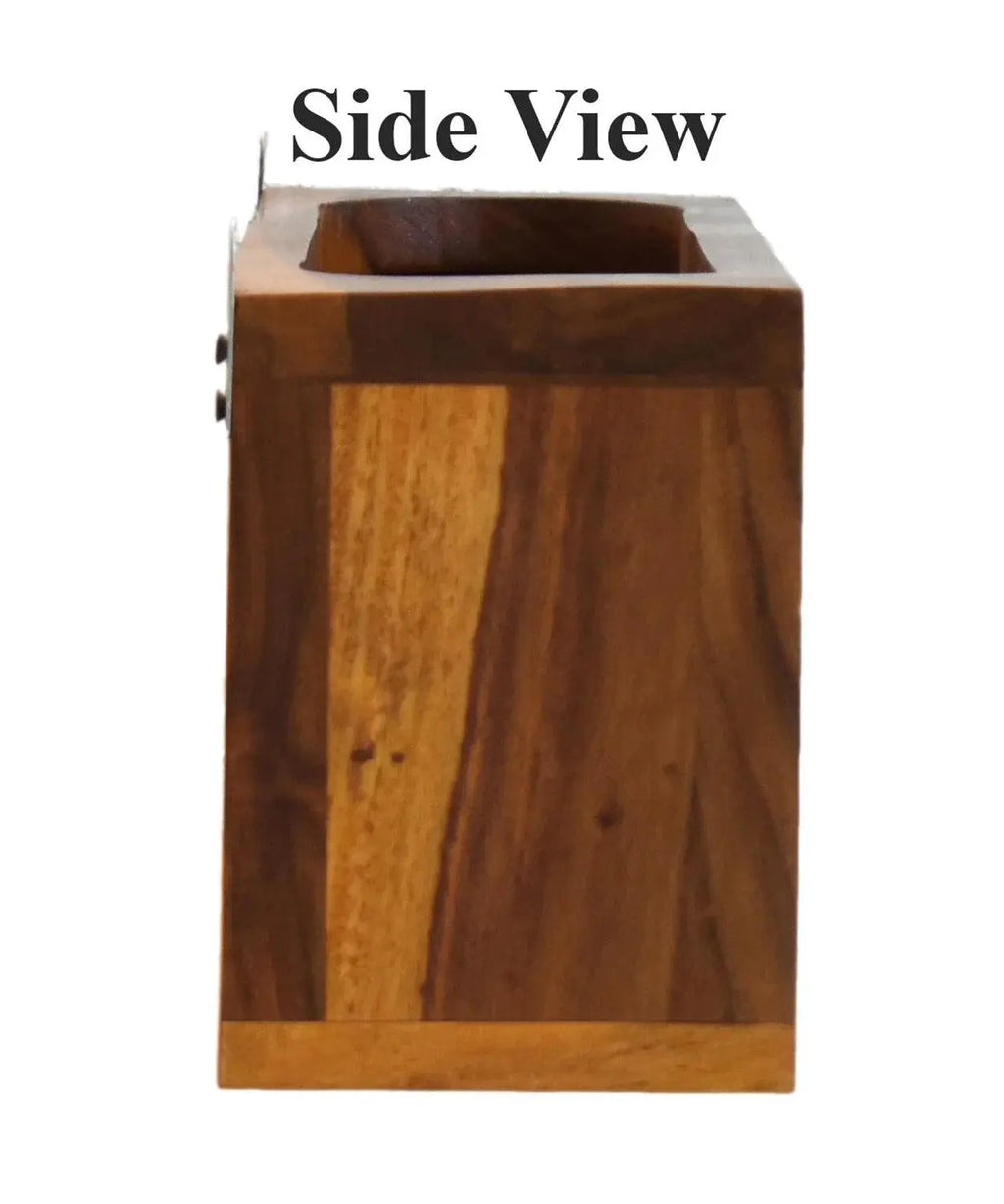 Yellow Natural Decorative Teak Wood Wall Mounted Mini Bar Shelf - Decor Mantra 