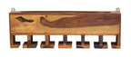 Yellow Natural Decorative Teak Wood Wall Mounted Mini Bar Shelf - Decor Mantra 