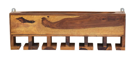 Yellow Natural Decorative Teak Wood Wall Mounted Mini Bar Shelf - Decor Mantra 