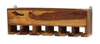 Yellow Natural Decorative Teak Wood Wall Mounted Mini Bar Shelf - Decor Mantra 
