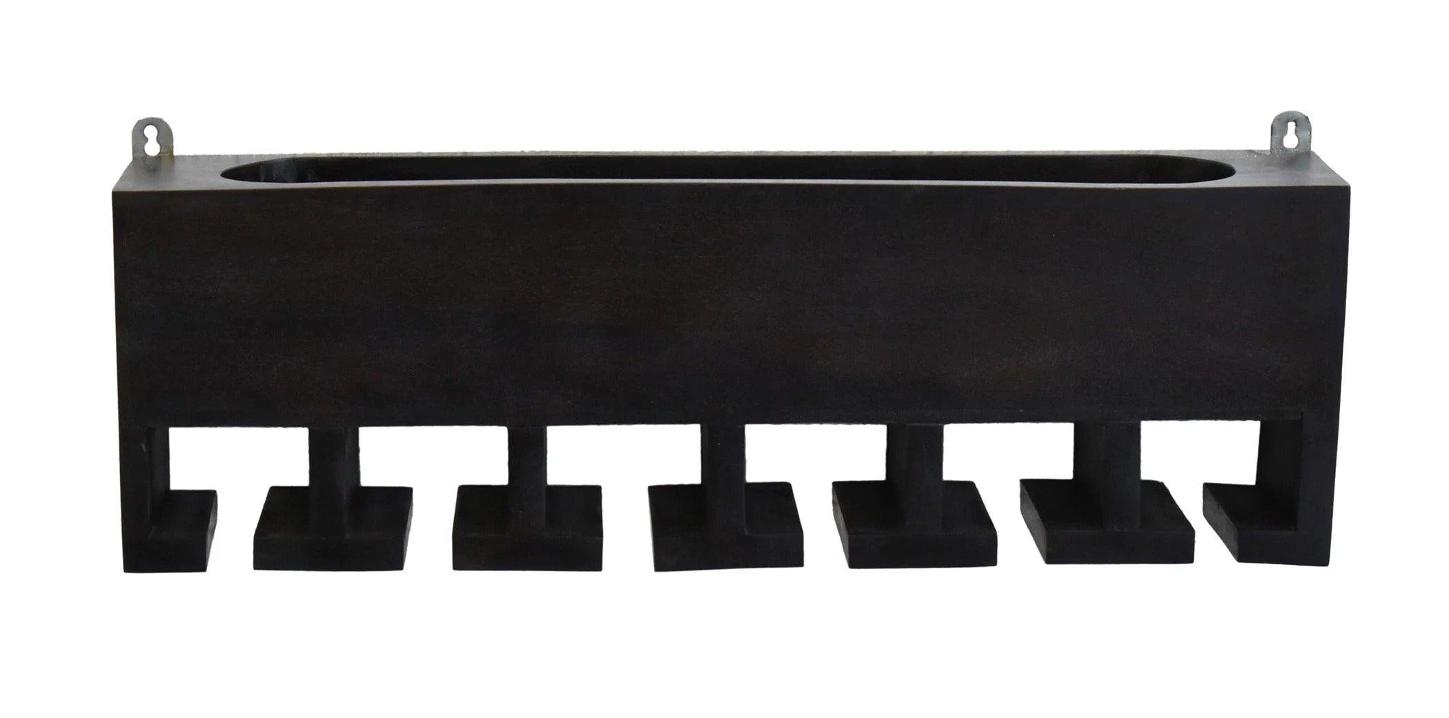 Premium Dark Color Walnut Wood Wall Mounted Mini Bar Shelf - Decor Mantra 