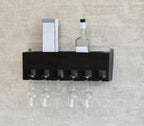 Premium Dark Color Walnut Wood Wall Mounted Mini Bar Shelf - Decor Mantra 
