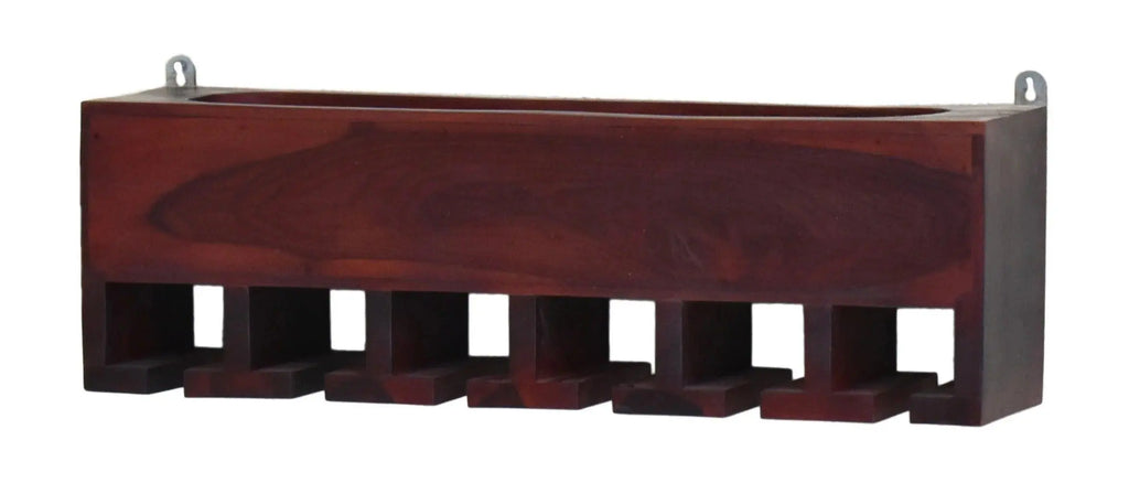 Premium Dark Red Mahagony Wood Wall Mounted Mini Bar Shelf - Decor Mantra 