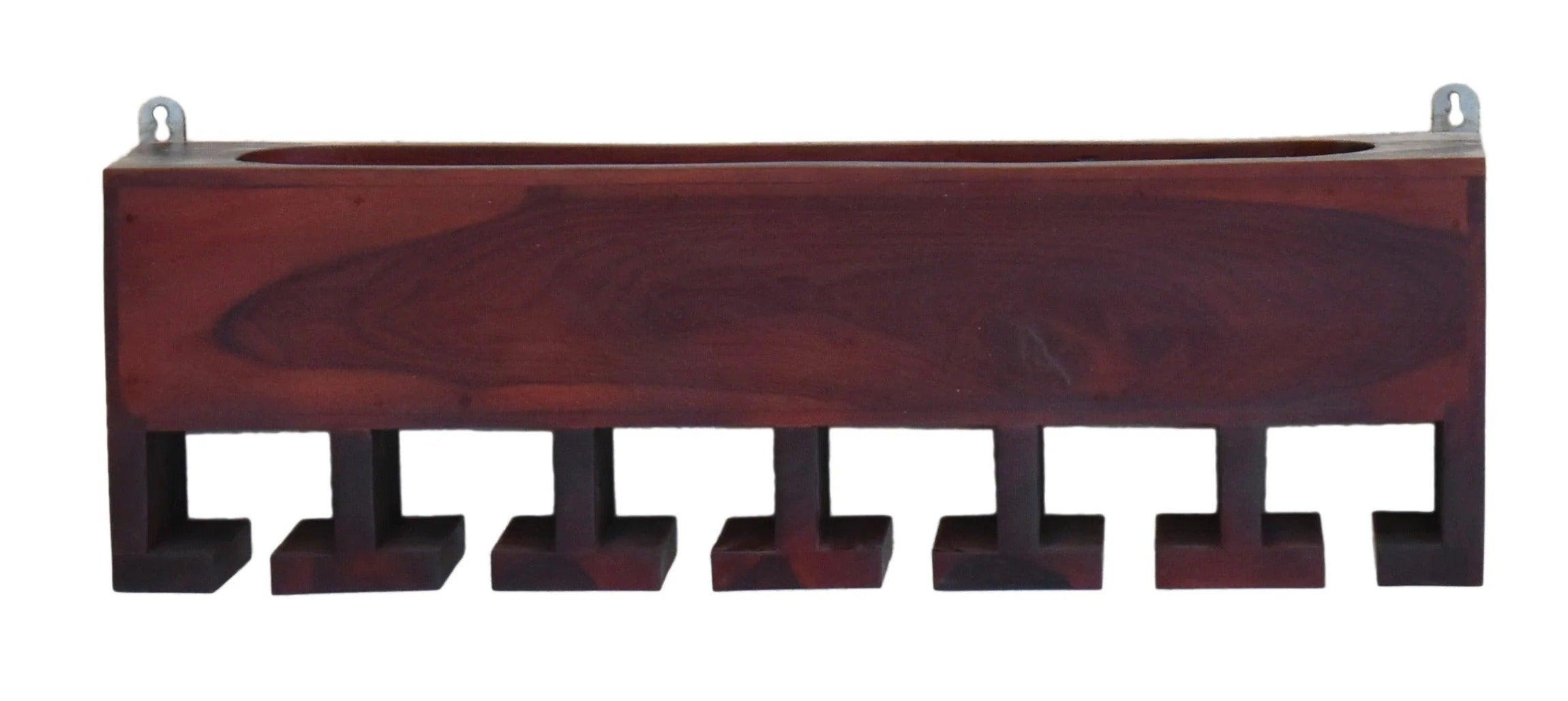 Premium Dark Red Mahagony Wood Wall Mounted Mini Bar Shelf - Decor Mantra 