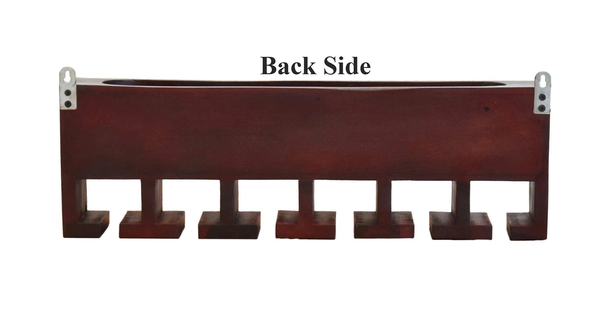 Premium Dark Red Mahagony Wood Wall Mounted Mini Bar Shelf - Decor Mantra 