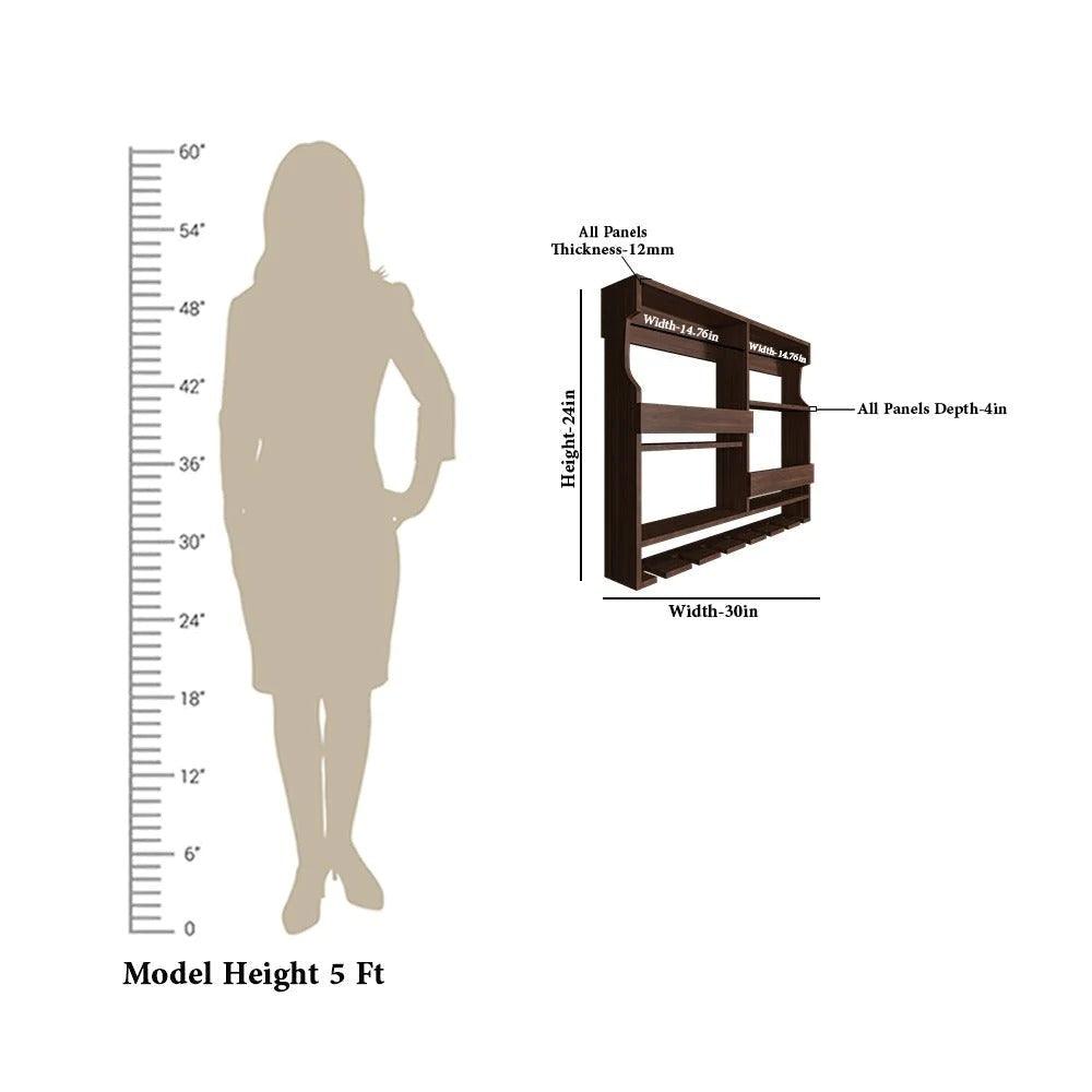 Luxurious Stylish Backlit Walnut Finished Mini Bar Shelf - Decor Mantra 